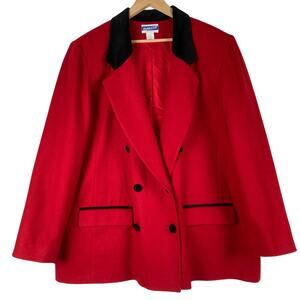 VTG Pendleton Wool Double Breasted Blazer Women 22W Red Black Velvet Valentines